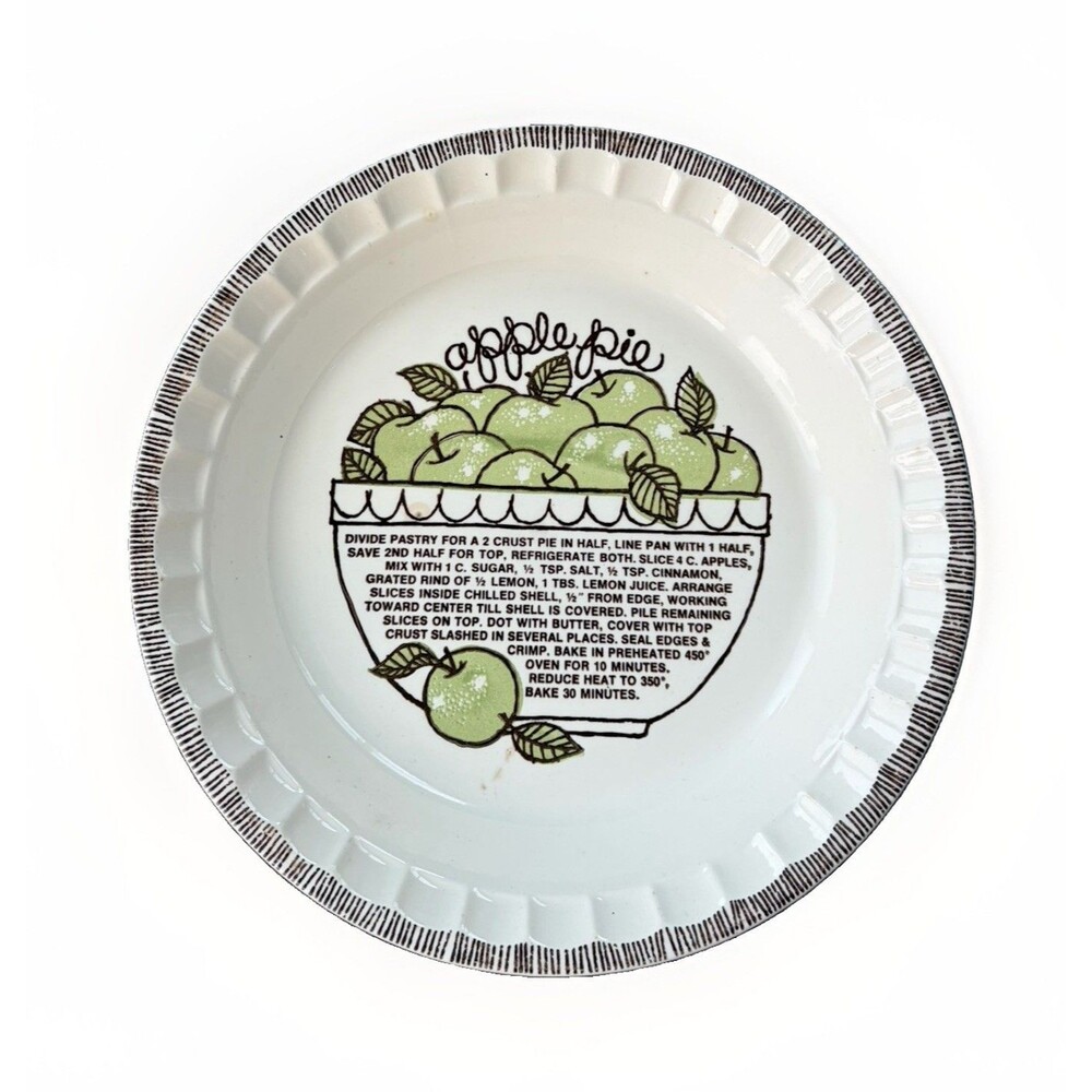 Vtg Royal China Jeannette Apple Pie Recipe Plate 11" Ceramic Baking Dish USA 198